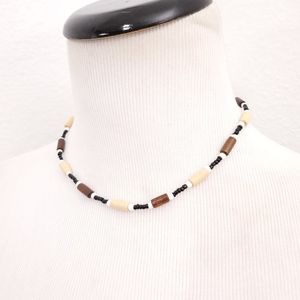 Wood beaded Necklace with Screw on Connector